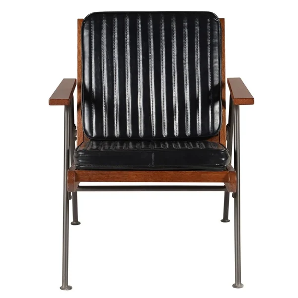 Zago Fauteuil Imitation Cuir Noir Et Métal – Emile 1