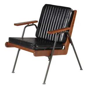 Zago Fauteuil Imitation Cuir Noir Et Métal – Emile 9