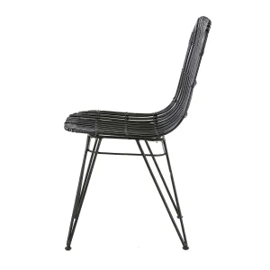 Zago Chaise En Rotin Naturel Et Metal Noir – KUBU 10