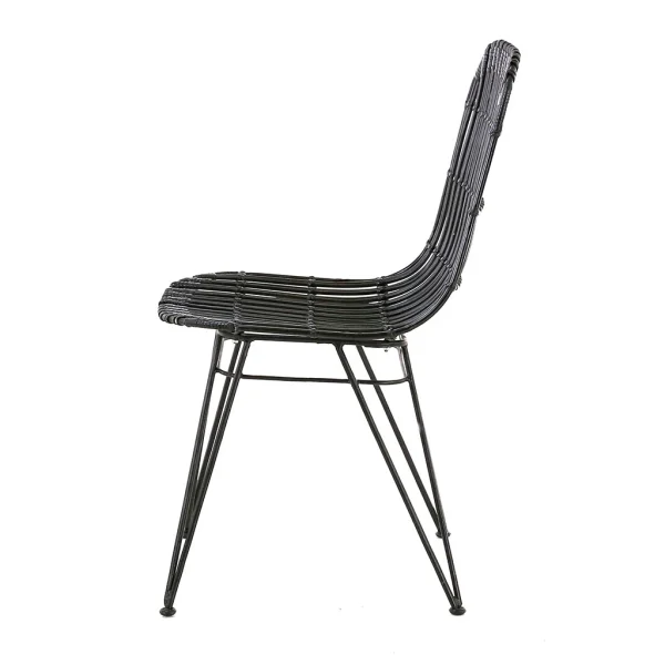 Zago Chaise En Rotin Naturel Et Metal Noir – KUBU 4