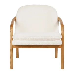 SEMA DESIGN Fauteuil En Tissu Bouclette Crème Et Pieds En Frêne – Element 10