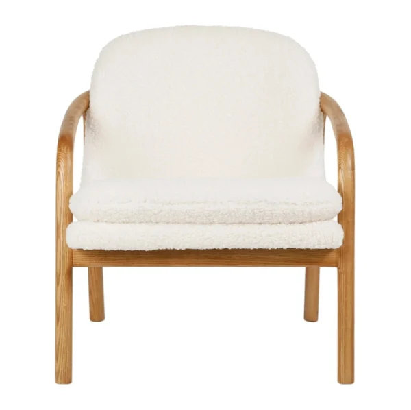 SEMA DESIGN Fauteuil En Tissu Bouclette Crème Et Pieds En Frêne – Element 3