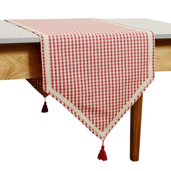 Comptoir De Famille Chemin De Table Mami-car Rouge En Coton 1