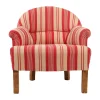 Comptoir De Famille Fauteuil Crapaud Rayé En Coton Rouge Et Pin – Margot 22