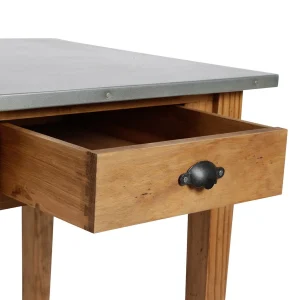 Comptoir De Famille Table à Manger En Pin Et Zinc 109cm – Terroir 19