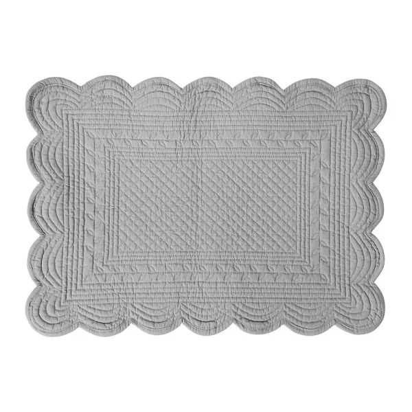 Côté Table Set De Table Rectangulaire Boutis Gris Perle En Coton 1