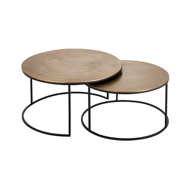 Côté Table Table Basse Gigogne Ronde (lot De 2) En Fer Doré – Félia 1