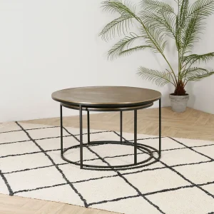 Côté Table Table Basse Gigogne Ronde (lot De 2) En Fer Doré – Félia 16