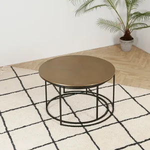 Côté Table Table Basse Gigogne Ronde (lot De 2) En Fer Doré – Félia 18