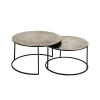 Côté Table Table Basse Gigogne Ronde (lot De 2) En Fer Argenté – Félia 17