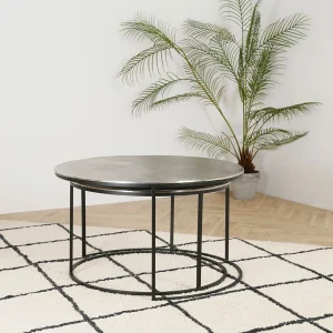 Côté Table Table Basse Gigogne Ronde (lot De 2) En Fer Argenté – Félia 14