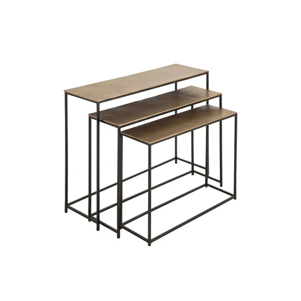 Côté Table Console Gigogne (x3) En Fer Doré – Felia 1