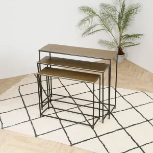 Côté Table Console Gigogne (x3) En Fer Doré – Felia 16