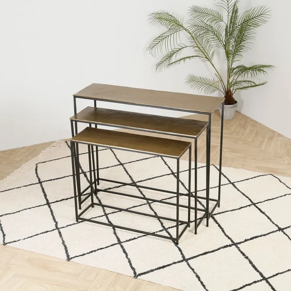 Côté Table Console Gigogne (x3) En Fer Doré – Felia 6