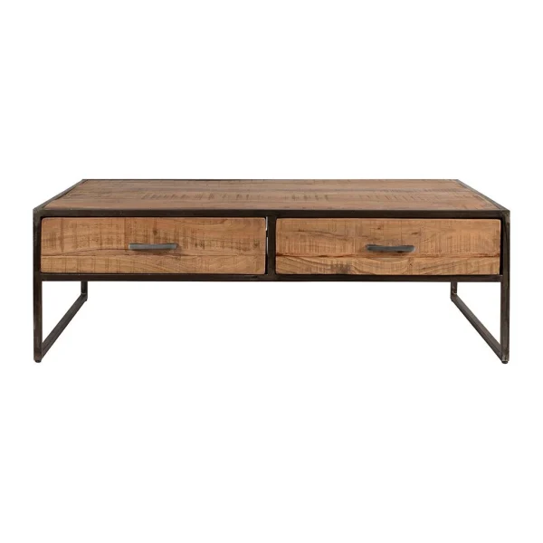 Côté Table Table Basse Industrielle En Bois D’acacia Avec 2 Tiroirs – Factory 1