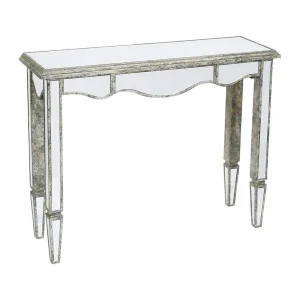 Côté Table Console Avec Tiroir En Bois Miroir Patiné 9