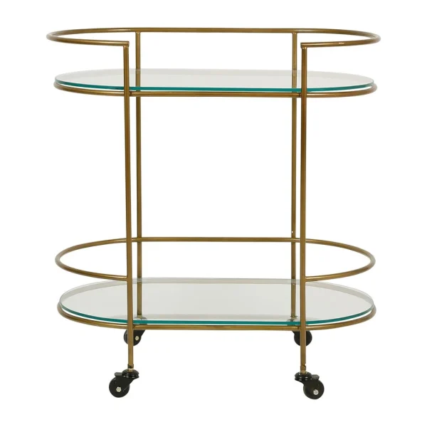 Côté Table Desserte à Roulette En Fer Doré Et Verre – Lardéco 1