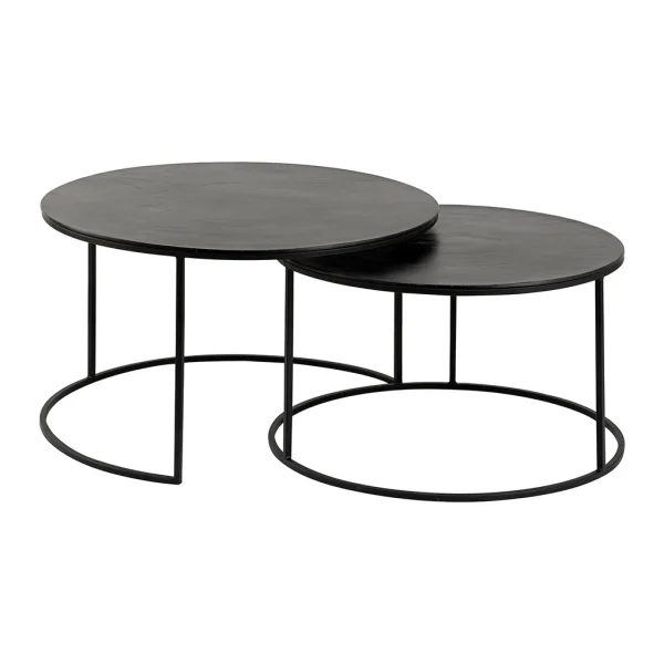 Côté Table Table Basse Gigogne Ronde (lot De 2) En Fer Noir – Felia 1