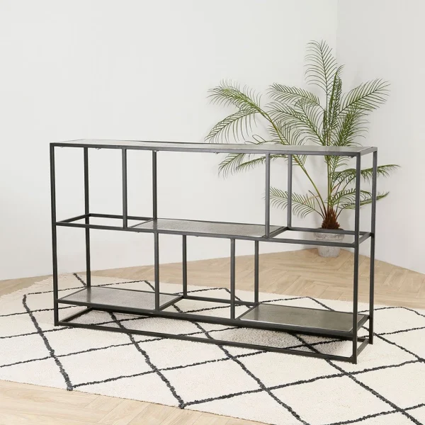 Côté Table Console Inductrielle En Fer Argenté – Felia 7