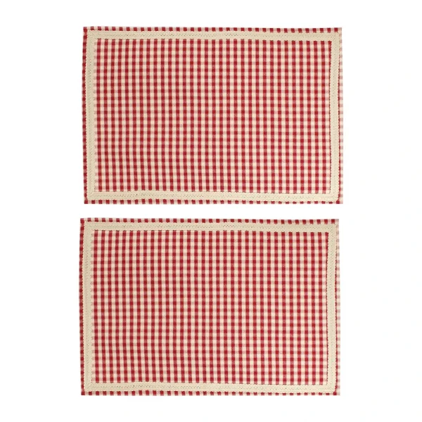 Comptoir De Famille Set De 2 Sets De Table Mami-car Rouge En Coton 1