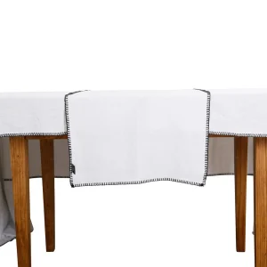 HARMONY HAOMY Chemin De Table Letia Blanc 50x145cm 100% Lin Lavé 15