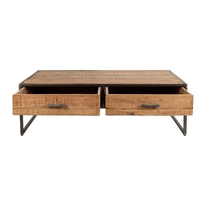 Côté Table Table Basse Industrielle En Bois D’acacia Avec 2 Tiroirs – Factory 10