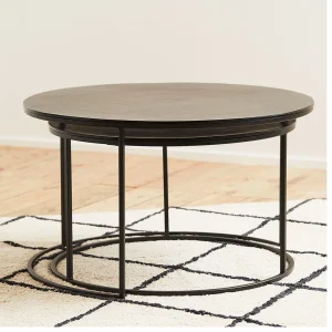 Côté Table Table Basse Gigogne Ronde (lot De 2) En Fer Noir – Felia 12