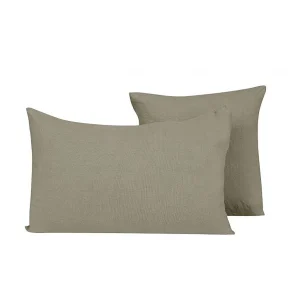 HARMONY HAOMY Coussin Propriano Kaki 45x45cm 100% Lin Lavé 13