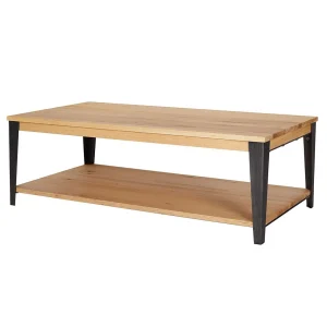 Zago Table Basse En Chêne Massif Et Pieds Acier L120cm – Manny 11