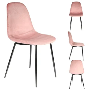 Home Déco Factory Chaise Salle à Manger En Velours Cotelé Rose – Giulia 10