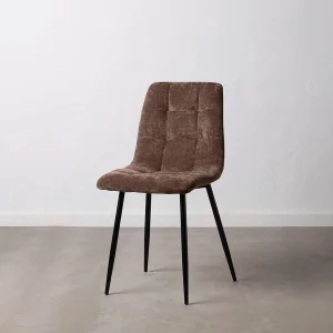 Ixia Chaise Salle à Manger En Métal Et Tissu Marron – Mony 10