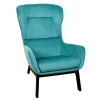 Home Déco Factory Fauteuil En Velours Côtelé Bleu Canard – Roma 22