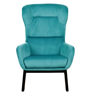 Home Déco Factory Fauteuil En Velours Côtelé Bleu Canard – Roma 10