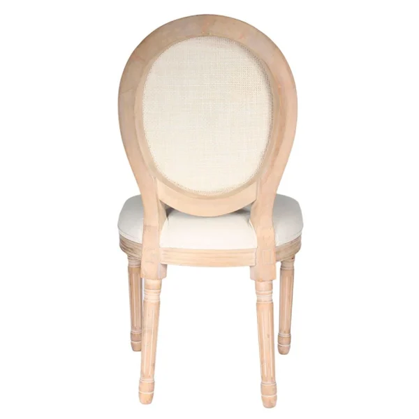 Home Déco Factory Chaise Medaillon En Bois D’hévea Beige Et Cannage 3