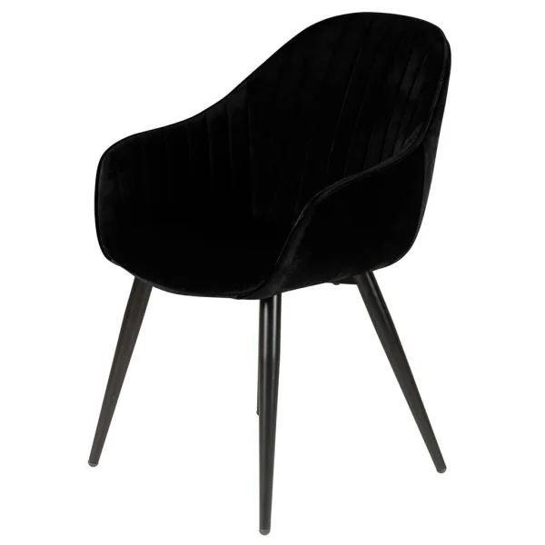 Zago Chaise Avec Accoudoir En Velours Noir – Ben 3