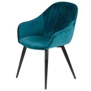 Zago Chaise Avec Accoudoir En Velours Bleu – Ben 9