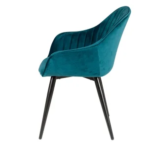 Zago Chaise Avec Accoudoir En Velours Bleu – Ben 13