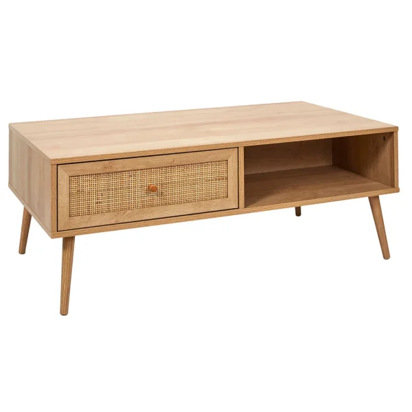 Home Déco Factory Table Basse Avec Tiroir En Bois Et Cannage L110cm – Baia 1