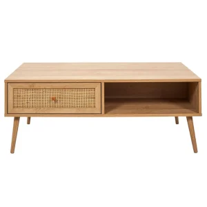 Home Déco Factory Table Basse Avec Tiroir En Bois Et Cannage L110cm – Baia 10