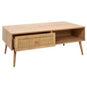 Home Déco Factory Table Basse Avec Tiroir En Bois Et Cannage L110cm – Baia 12