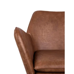 White Label Living Fauteuil Effet Cuir Vintage Marron – Bastien 16