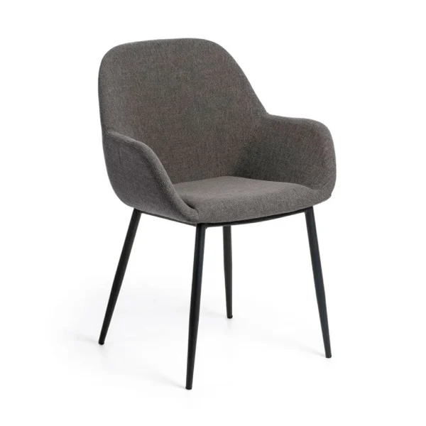 La Forma Chaise Avec Accoudoir En Tissu Gris Foncé – Konna 1