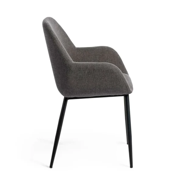 La Forma Chaise Avec Accoudoir En Tissu Gris Foncé – Konna 3