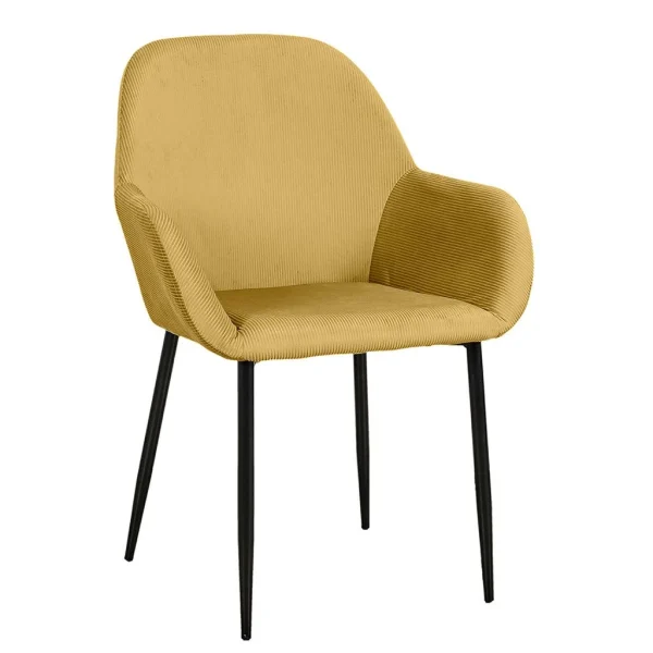 Home Déco Factory Chaise Avec Accoudoir En Velours Cotelé Moutarde – Julia 1