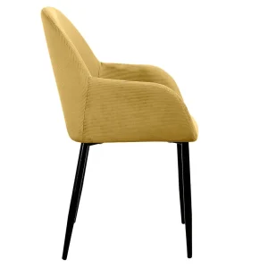 Home Déco Factory Chaise Avec Accoudoir En Velours Cotelé Moutarde – Julia 12