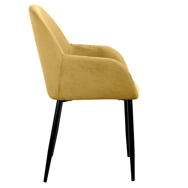 Home Déco Factory Chaise Avec Accoudoir En Velours Cotelé Moutarde – Julia 4