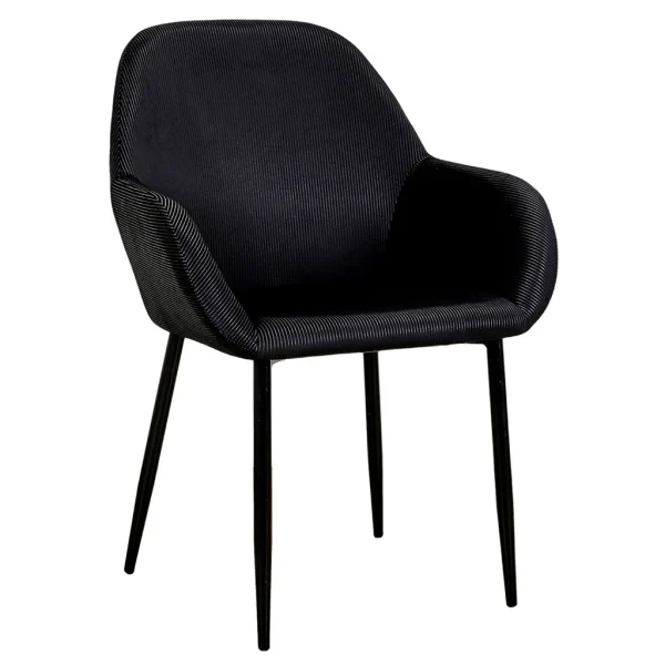 Home Déco Factory Chaise Avec Accoudoir En Velours Cotelé Noir – Julia 1