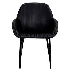 Home Déco Factory Chaise Avec Accoudoir En Velours Cotelé Noir – Julia 10