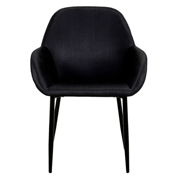 Home Déco Factory Chaise Avec Accoudoir En Velours Cotelé Noir – Julia 3