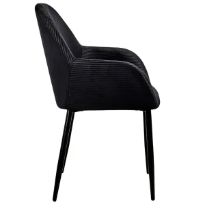 Home Déco Factory Chaise Avec Accoudoir En Velours Cotelé Noir – Julia 12